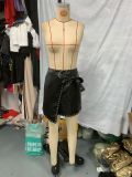 Women Belt Pu-Leather Skirt