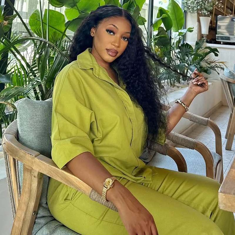 Plus Size Women summer solid African Top and long pants two-piece set