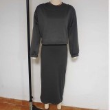 Autumn Loose Off Shoulder Bat Sleeves Top Long Skirt Two Piece Set For Women