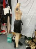 Women Belt Pu-Leather Skirt