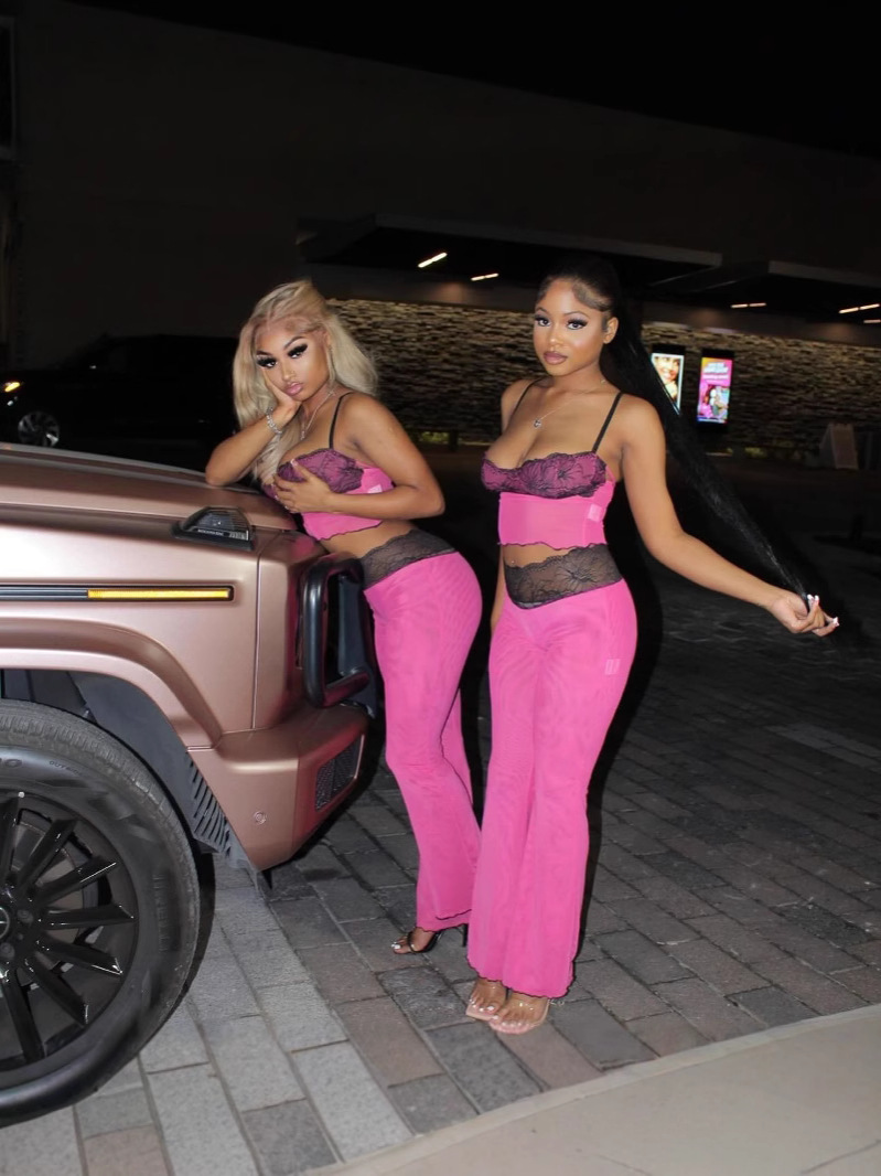 Women sexy suspender print leopard print Top and Pant two-piece set