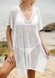 Women beach bikini cover-up sexy hollow Lace-Up beach dress