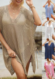 Women beach bikini cover-up sexy hollow Lace-Up beach dress