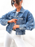 Women Washed Denim Crop Jacket
