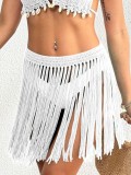 Women Lace-Up beach bikini tassel skirt