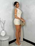 Women Solid Asymmetric Ruffle Mini Dress