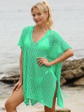 Women beach bikini cover-up sexy hollow Lace-Up beach dress