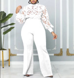 Plus Size Women Lace Casual Jumpsuit