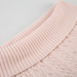 Spring Sweet Pink Turned Waist Elastic Woolen Mini Skirt