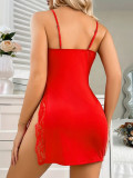 Valentine's Day Lingerie Sexy Strap V-Neck Slit Nightdress