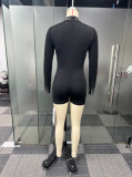 Sexy Beaded See-Through Mesh Patchwork Long Sleeve Slim Fit Jumpsuit