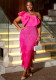 Elegant Solid Color Slash Shoulder Big Bow Fringe Formal Party Dress