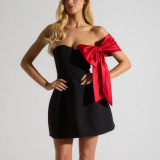Spring Summer Women's Clothing Off Shoulder Sexy Bow Dress