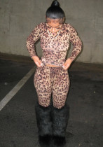 Spring Leopard Slim Sexy Fashion Long Sleeve Top Long Pants Two Piece Set Spring Leopard Slim Sexy Fashion Long Sleeve Top Long Pants Two Piece Set