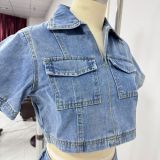 Women Summer V-Neck Short Sleeve Top Summer Women High Waist Irregular Shorts Two Piece Set