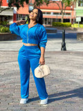 Women's Fashion Casual Velvet Hooded Two-Piece Pants Set