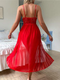 Valentine's Day Lingerie Sexy Strap Lace Slit Night Dress