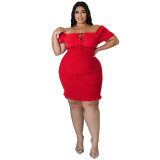 Plus Size Women's Summer Off Shoulder Bodycon Dress