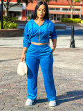 Women's Fashion Casual Velvet Hooded Two-Piece Pants Set