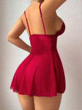 Valentine's Day Lingerie Sexy Halter V-Neck Lace Mesh Night Dress