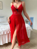 Valentine's Day Lingerie Sexy Strap Lace Slit Night Dress