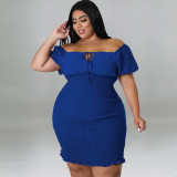 Plus Size Women's Summer Off Shoulder Bodycon Dress