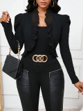Ruffle Women Spring Long Sleeve Top Short Jacket