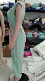 Women's Color Matching Fashion Turndown Collar Button Belt Jumpsuit