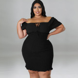 Plus Size Women's Summer Off Shoulder Bodycon Dress