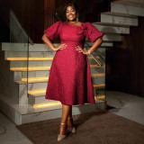 Jacquard Plus Size Fashion Formal Party A-Line Dress
