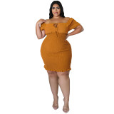 Plus Size Women's Summer Off Shoulder Bodycon Dress