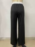Women's Fashion Casual Patchwork Drawstring Slim Straight Trousers