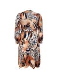Women's Fashion Plus Size Trendy Long Sleeve Wrap V Neck Slim Waist Printed Dress