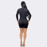 Sexy Beaded See-Through Mesh Patchwork Long Sleeve Slim Fit Jumpsuit