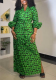 Sexy Print Drawstring Slim Waist Slit Dress