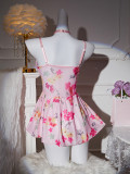 Sexy Lingerie Lace See-Through Temptation Hollow Floral Nightdress Valentine's Day Two-Piece Set
