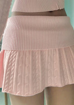 Spring Sweet Pink Turned Waist Elastic Woolen Mini Skirt Spring Sweet Pink Turned Waist Elastic Woolen Mini Skirt