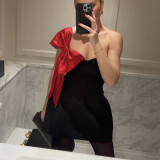 Spring Summer Women's Clothing Off Shoulder Sexy Bow Dress