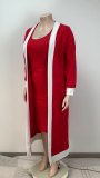Plus Size Fashion Solid Color Sleeveless Dress Coat Fashion Two-Piece Set