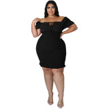 Plus Size Women's Summer Off Shoulder Bodycon Dress