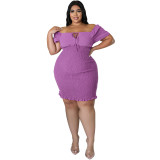 Plus Size Women's Summer Off Shoulder Bodycon Dress