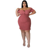 Plus Size Women's Summer Off Shoulder Bodycon Dress