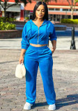 Women's Fashion Casual Velvet Hooded Two-Piece Pants Set