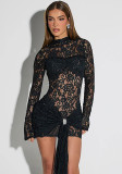 Women lace sexy See-Through long-sleeved Bodycon dress