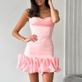 Women Summer Sexy Pleated Strap Dress