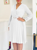 Women Spring V-Neck Pleated African Dress
