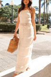 Women Spring Summer Sleeveless Chiffon Top and Skirt Two-piece Set