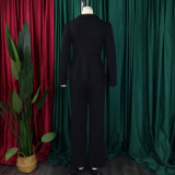 Women Elegant Ruffled Long Sleeve Top Wide Leg Pants Two-Piece Set
