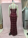 Women Sequin Party Suspender Bodycon Dress