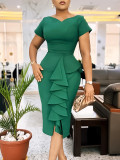 Plus Size Women Elegant Ruffled African Dress
